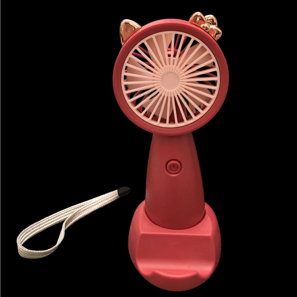 NEW Portable Red Rechargeable Fan with Rose Gold Hello Kitty Ears